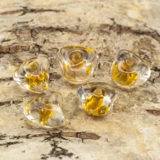 Glaspärla Triangel 12 mm, Klar/Bärnsten (5st)