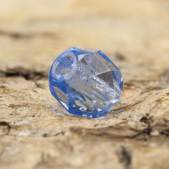 Glaspärla facetterad 4,5x5 mm, Ljusblå (25st)
