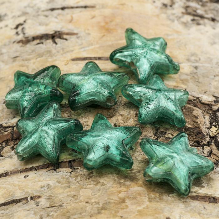 Glaspärla Stjärna 20 mm, Turkos (st)