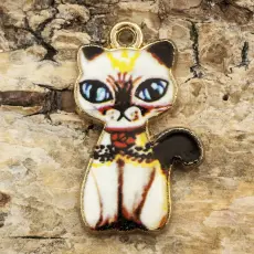 Berlock Katt 23x14 mm, Färgmix (st)