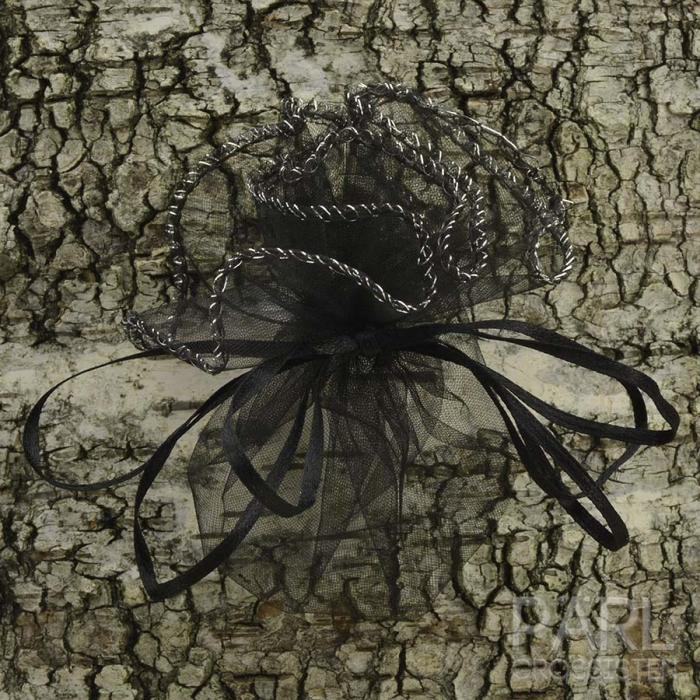 Rund tygpåse organza 26 cm, Svart (st)