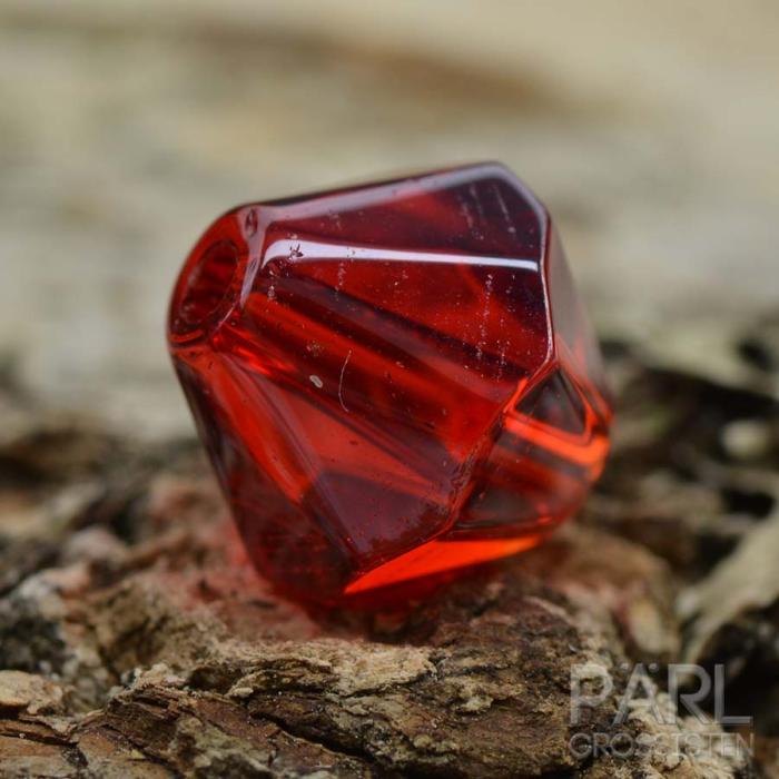 Glaspärla bicone 8 mm, Röd (10st)