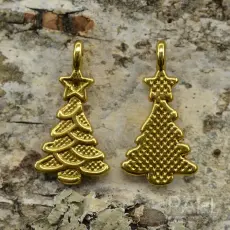 Berlock Julgran 11x21 mm, Antikguld (5st)