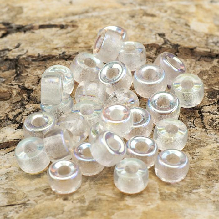 Glaspärla Skimmer 6x4 mm, Klar/Silverfärg AB (30st)