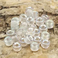 Glaspärla Skimmer 6x4 mm, Klar/Silverfärg AB (30st)