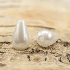 Akrylpärla Droppe 6x10 mm, Vit (20st)