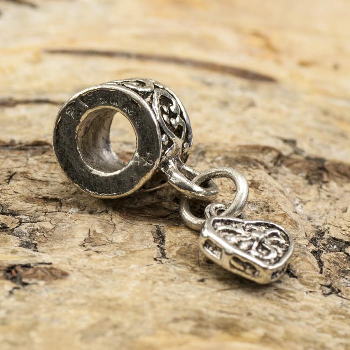 Ormlänkspärla Hjärta 7x27 mm, Antiksilver (st)