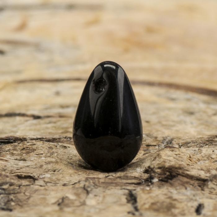 Glaspärla Droppe 6x9 mm, Svart (20st)
