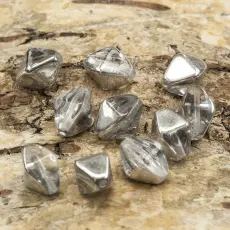 Glaspärla Romb 7x11 mm, Klar/Silverfärg (5st)