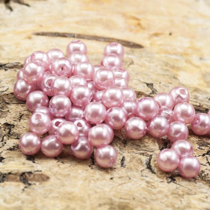 Rund akrylpärla 4 mm, Rosa (3g)