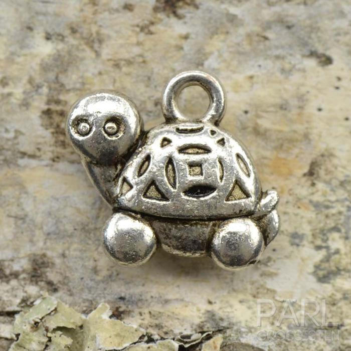 Berlock Sköldpadda 12x12 mm, Antiksilver (5st)