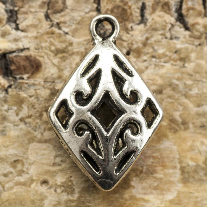Berlock Romb 14x22 mm, Antiksilver (st)