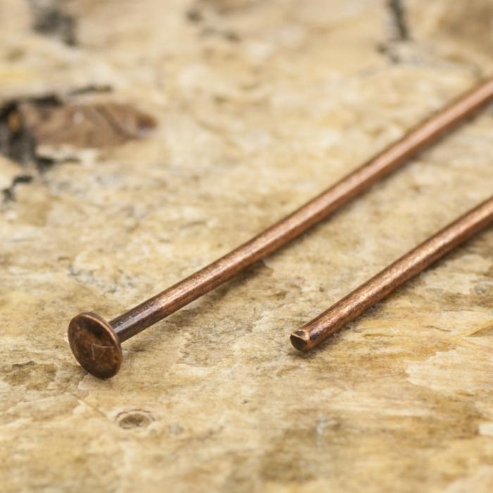 Hattnål 25x0,7 mm, Antikkoppar (50st)