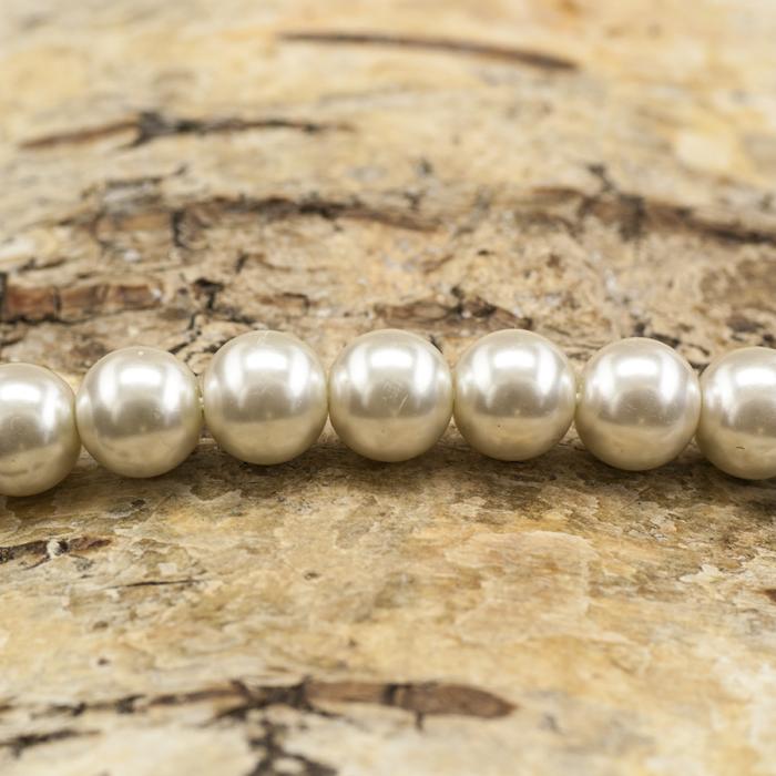 Vaxad glaspärla 8 mm, Mörkvit (20st)