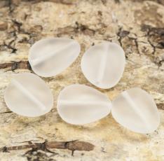 Frostad glaspärla vriden 11x14 mm, Vit (5st)