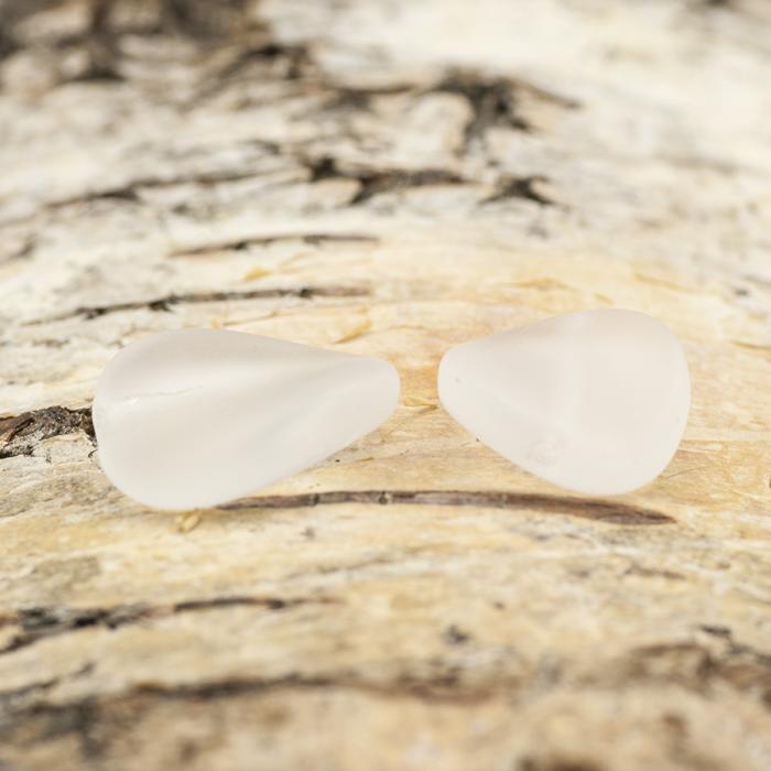Frostad glaspärla vriden 11x14 mm, Vit (5st)