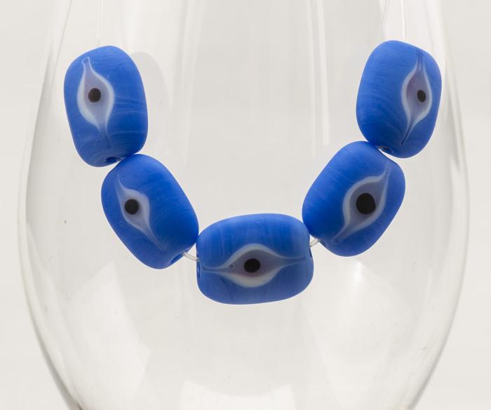 Glaspärla Öga 15x18 mm, Blå (st)