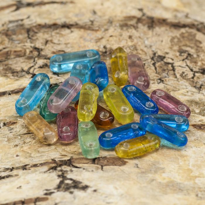 Glaspärla Avlång 4x11 mm, Färgmix (20st)