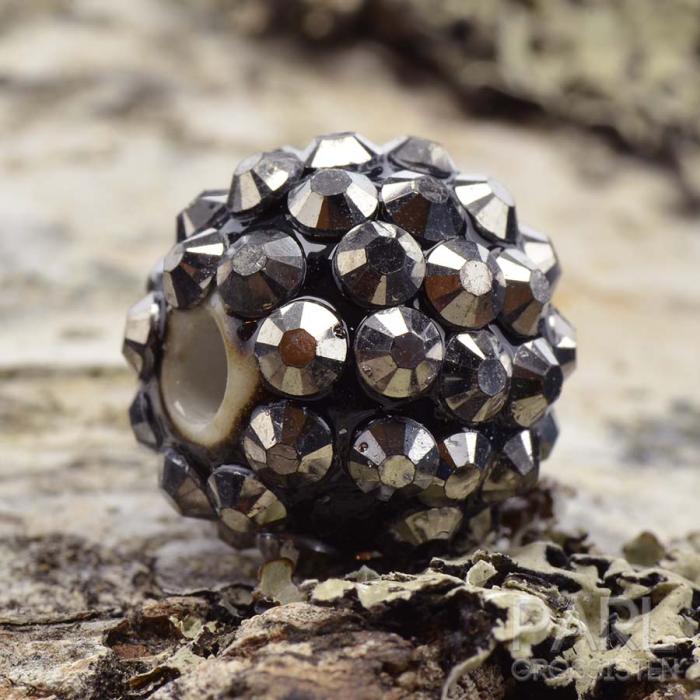 Porslinspärla strass 10 mm, Grå (st)