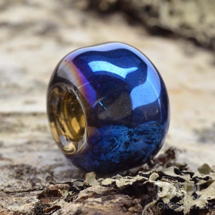 Slät ormlänkspärla 15x10 mm, Blå AB (st)