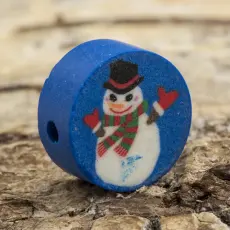 Polymerpärla Snögubbe 10x5 mm, Blå (10st)