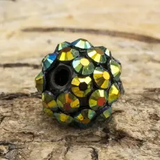 Resinpärla strass 12 mm, Svart/Guldkimmer (st)