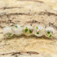 Glaspärla lampwork 8 mm, Vit (5st)