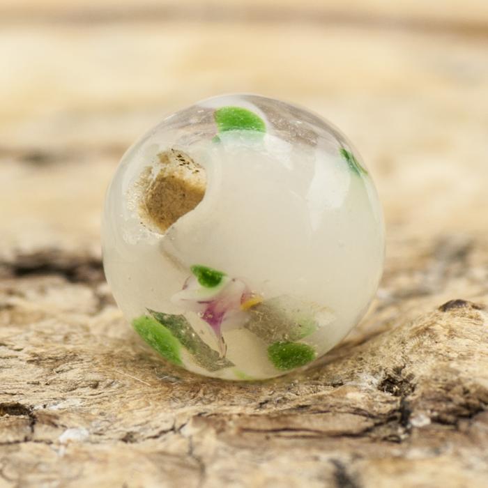 Glaspärla lampwork 8 mm, Vit (5st)