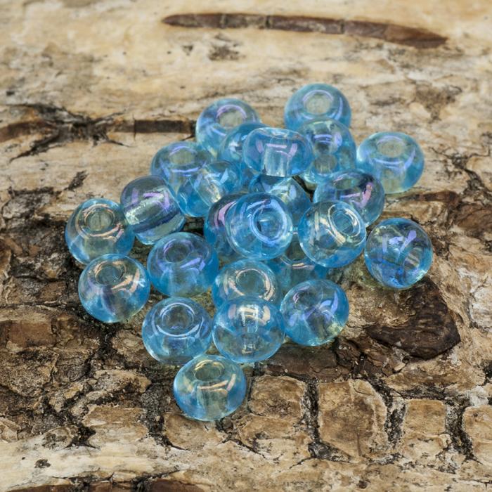 Seed Beads transparent rainbow 5 mm, Ljusblå (20g)