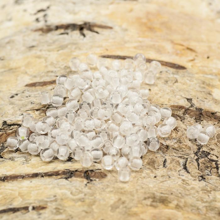 Glaspärla rund 3 mm, Klar/Vit (5g)