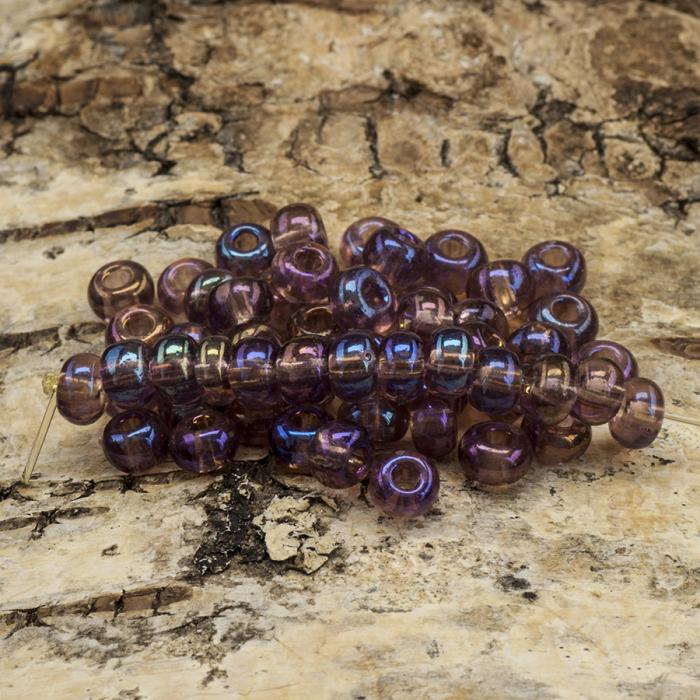 Seed Beads transparent rainbow 5 mm, Mörklila (20g)