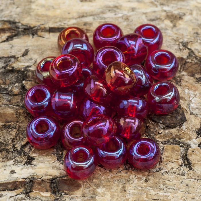 Seed Beads transparent rainbow 5 mm, Mörkröd (20g)