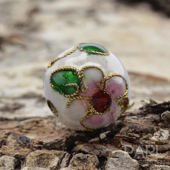Cloisonnepärla 12 mm, Vit (st)