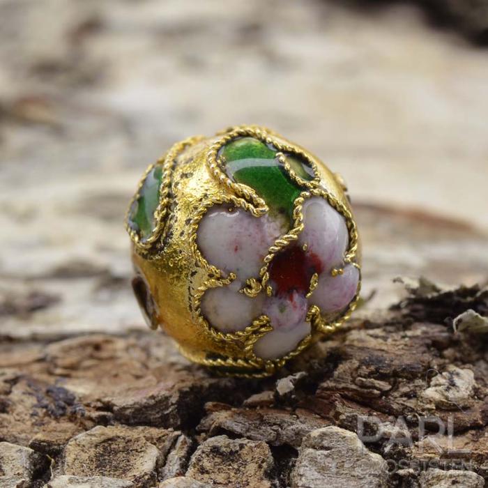 Cloisonnepärla 12 mm, Guld (st)