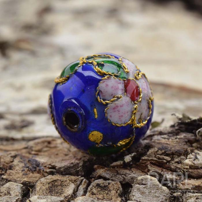 Cloisonnepärla 11 mm, Mörkblå (st)