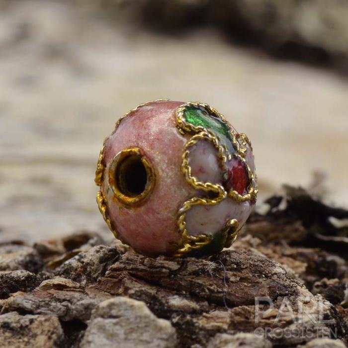 Cloisonnepärla 8 mm, Rosa (st)