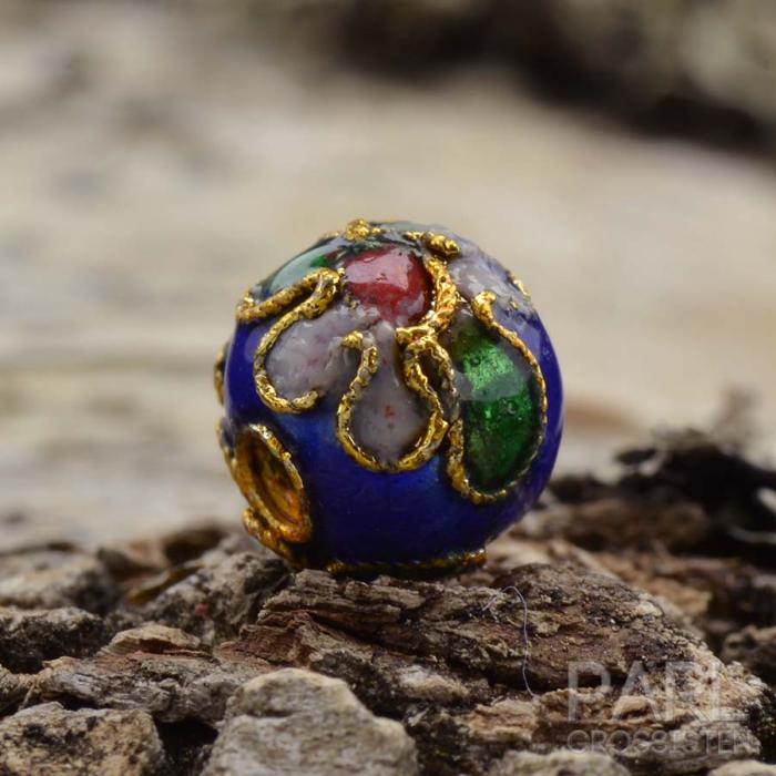 Cloisonnepärla 8 mm, Mörkblå (st)