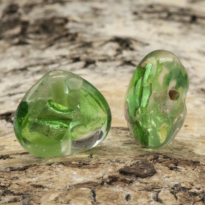Glaspärla Hjärta 15x15 mm, Grön (st)