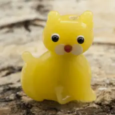 Glaspärla Katt 17x20x8 mm, Gul (st)