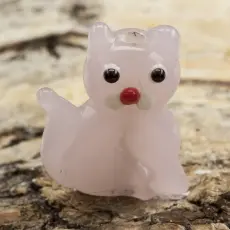 Glaspärla Katt 17x20x8 mm, Rosa (st)