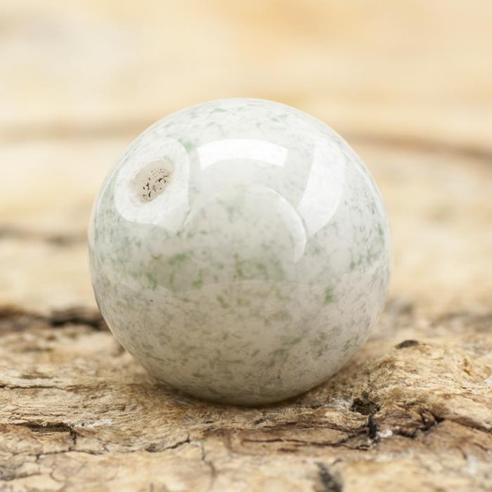 Melerad glaspärla rund 10 mm, Grönblåvit (5st)