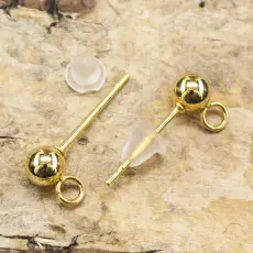 &Ouml;rh&auml;nge stift med &ouml;gla i Rostfritt st&aring;l Guldpl&auml;terad 18K 4 mm (par)