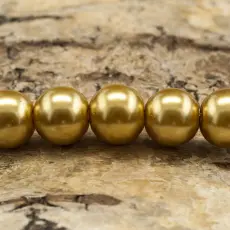Vaxad glaspärla 10 mm, Guldfärg (10st)