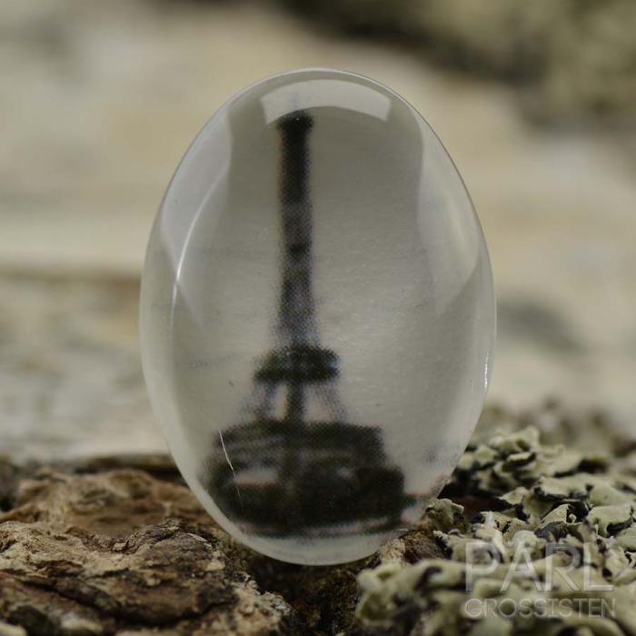 Cabochon Eiffeltorn glas 13x18 mm, Klar/Svartvit (st)