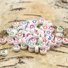 Akrylpärla Symbol 7 mm, Färgmix (25st)