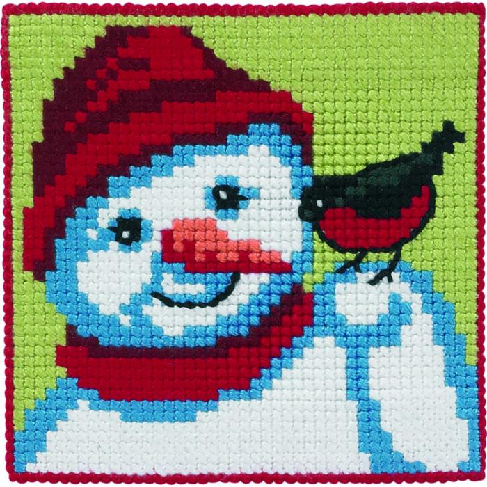 Barnbroderi - Snögubbe