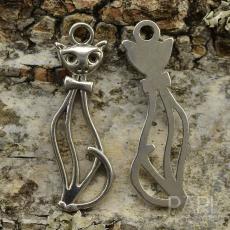 Berlock Stor katt 34x12 mm, Antiksilver (st)