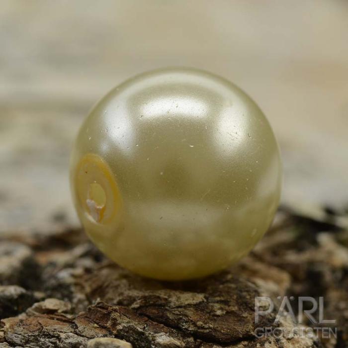 Vaxad glaspärla 10 mm, Gräddvit (10st)