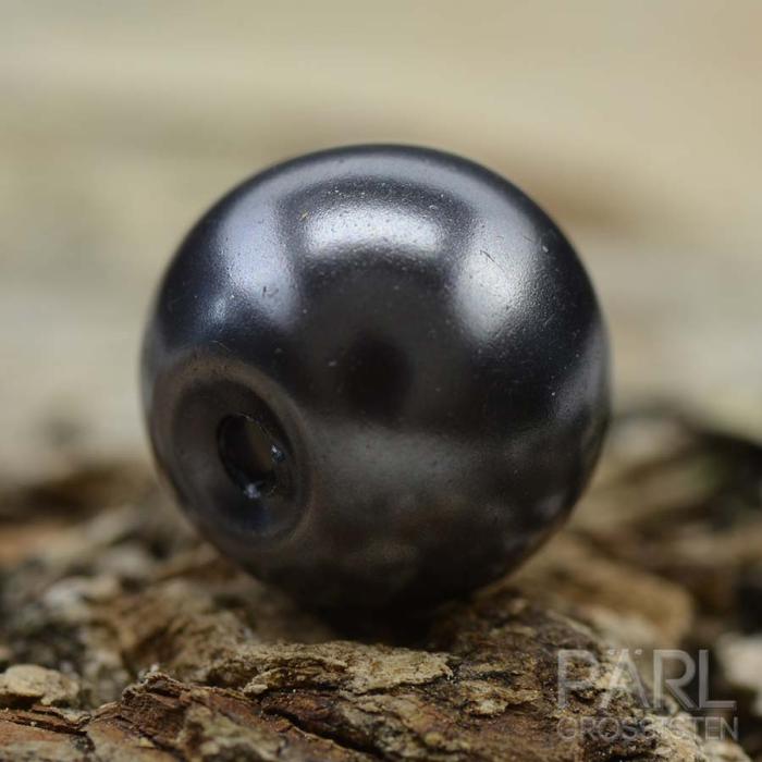 Vaxad glaspärla 8 mm, Metallgrå (20st)