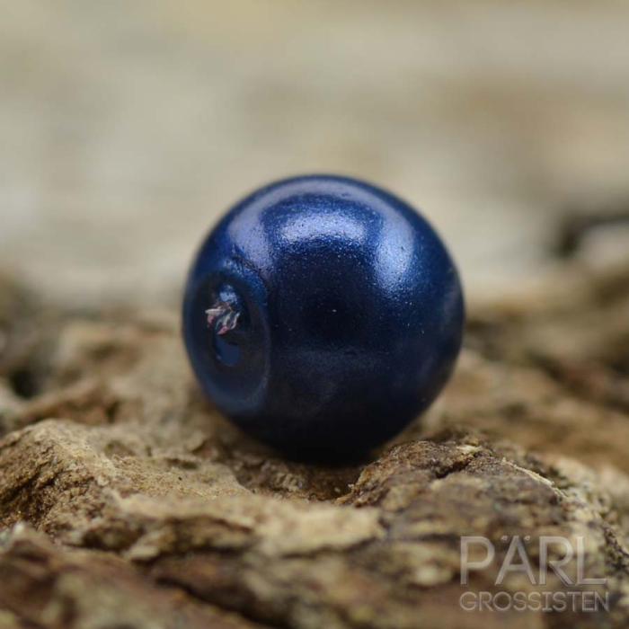 Vaxad glaspärla 4 mm, Mörkblå (60st)